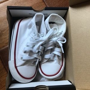 Toddler all white converse